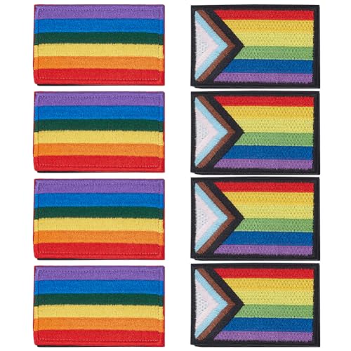 WEBEEDY LGBT-Aufnäher mit Regenbogen-Flagge, 2 Stile, Stickerei, Schlaufe und Haken, lustiger Aufnäher für Erwachsene, zum Aufnähen auf Regenbogen, Militär, taktische Patches für Kleidung, Hüte, von WEBEEDY