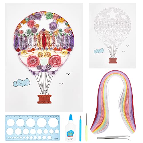 WEBEEDY Papier Quilling Set mit Werkzeug DIY Papier Streifen Quilling Papier Bastelset Quilling Art für Kinder Erwachsene Home Room Wall Art Decor Kreative Geschenk 8 * 10 Zoll (Heißluftballon) von WEBEEDY