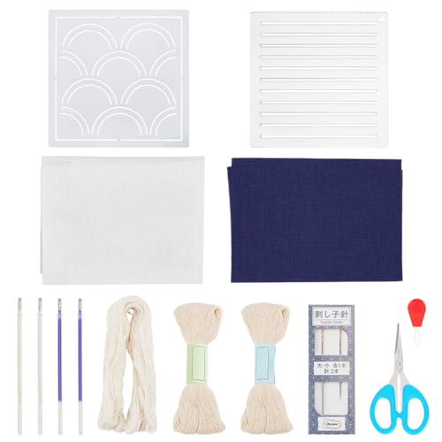 WEBEEDY Sashiko Kit DIY Sashiko Starter Set Für Erwachsene Anfänger Japanisches Traditionelles Stickprojekt Mit Allen Sashiko Zubehör Und Anleitung Sashiko Nähset von WEBEEDY