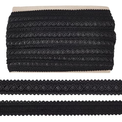 WEBEEDY Schwarzes Stoffband Zum Nähen 15 Yard Gewebtes Spitzenband Für Polsterkanten Stoffzopfbesatz Für DIY Bastelprojekte Hochzeitsbedarf Geschenkpapier Wohnkultur,1.8cm Breite von WEBEEDY