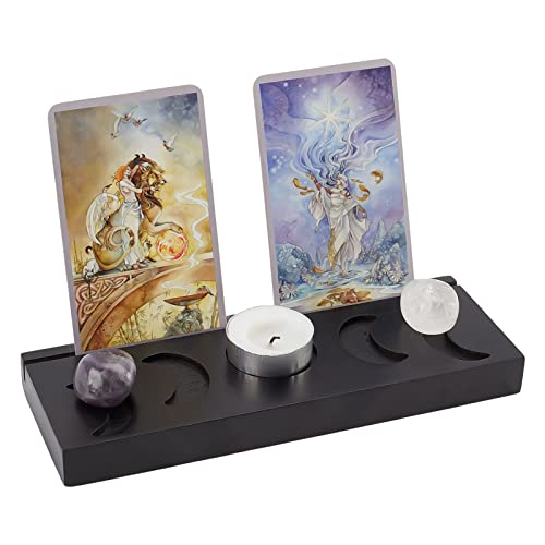 WEBEEDY Tarot kartenständer Aus Holz Hölzerne Mondphase Tarotkartenhalter Rectangle Kartenständer Altarständer Für Tarot Witchy Zimmer Dekor Wiccan Altar Weissagung Zubehör von WEBEEDY