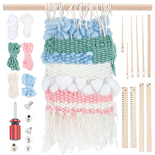 WEBEEDY Webstuhl-Kit Mit Ständer Aus Holz DIY Holz Webrahmen Set Schulwebrahmen zum Weben Gestalten Strickstuhl Handarbeits Holzspielzeug für Anfänger Erwachsene Kinder von WEBEEDY