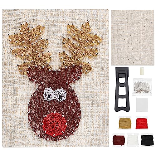 WEBEEDY Weihnachts String Art Set Für Erwachsene Anfänger Weihnachts Rentier Wandkunst Nagelschnur Kunst Set Enthält Sämtliches Zubehör Bastelset Für Weihnachtsdekoration von WEBEEDY