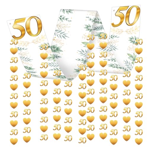 WEDNOK 50 Jahrestag Hängende Banner 270x30cm 50. Jubiläum Deckendakoration Goldene Hochzeit Party Deko 50 Hochzeitstag Hängende Deko Goldene Hochzeitsdeko für Paare 50 Jahrestag Hochzeit Feier von WEDNOK