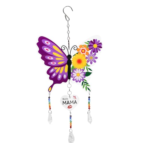 WEDNOK Beste Mama Geschenke Schmetterling Acryl Sonnenfänger Muttertagsgeschenk Kristall Anhänger Mutter Geburtstagsgeschenk Geschenke für Mama Muttertag Geburtstag Weihnachten von WEDNOK