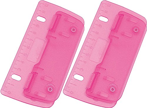 WEDO Taschenlocher aus Kunststoff zum Abheften für 8 cm Lochung, mit 12 cm Skala (pink, 2 Locher) von WEDO