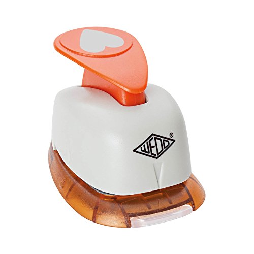 Wedo 168101 Motivlocher klein Herz (mit praktischem Auffangbehälter, Ausstanzung 1,6 x 1,3 cm) grau / orange von WEDO