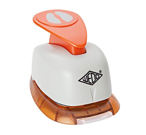 Wedo 168135 Motivlocher klein Kinderfüße (mit praktischem Auffangbehälter, Ausstanzung 1,5 x 1,2 cm) grau / orange von WEDO