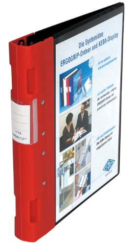 Wedo 5815002 Ordner Ergogrip Präsentationsordner (A4, 4-Ringmechanik, Kunststoff, 31,3 x 3,8 x 28,0 cm) schwarz/rot von WEDO