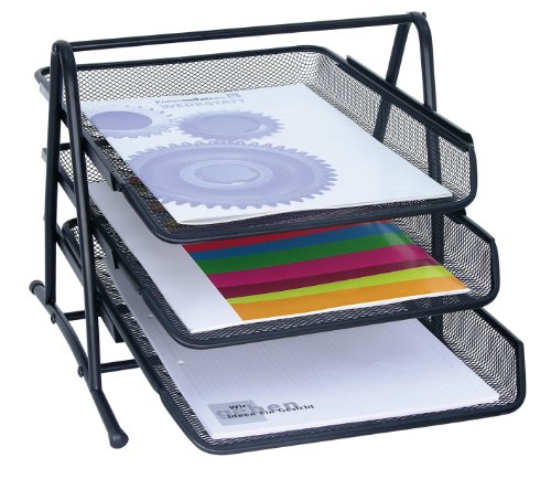 Wedo 65801 Briefablage Office (aus Drahtmetall, 3 Fächer, passend bis C4-Format, 35 x 30 x 27 cm) schwarz von WEDO