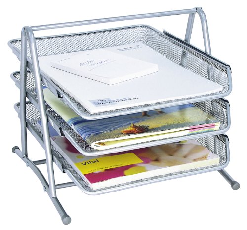 Wedo 65854 Briefablage Office (aus Drahtmetall, 3 Fächer, passend bis C4-Format, 35 x 30 x 27 cm) silber von WEDO