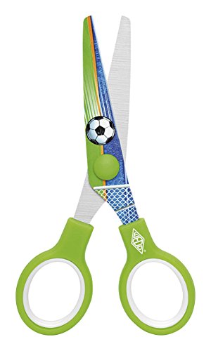 Wedo 7343011 Motivschere Magic Kinderschere Magic, Motiv Fußball, bedruckte Abgerundete Scherenblätter, rostfreier Edelstahl Länge 13 cm, hellgrün von WEDO