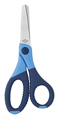 Wedo 771503 Gripy Bastelschere Gripy 13 cm, abgerundete Spitzen, Edelstahl rostfrei Ergonomische Gummi Griffe, Blau von WEDO