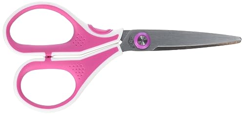 Wedo 9755009 Edelstahlschere Cut-it (13 cm gebürstet, Spezialschliff ergonomische Softtouch-griffe) pink/weiß von WEDO