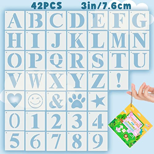 Letter Stencils for Painting 3 Inch, WEEKSUN 42 PCS Alphabet Letter and Number Stencils Templates, Reusable & Flexible Stencils for Drawing On Wood, Canvas, Paper, Fabric, Floor, Wall and Tile von WEEKSUN