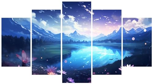 5 Stück Diamant Painting Bilder 150x90cm Groß 5D Landschaftsblume Diamond Painting Set Mosaik Kinder DIY Voll Diamant Crystal Art Malen Nach Zahlen Erwachsene Basteln für Room Decor Wohnwand E-3102 von WEEPEF