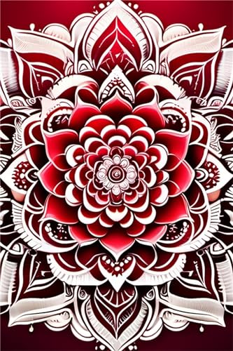 5D Diamond Painting 40x50cm DIY Mosaik Bastelset Kinder Malen Nach Zahlen Diamont Painting Basteln Erwachsene Bastelset, Rotes Mandala Diamant Painting Bilder für Home Büro Room Décor Geschenk W-11322 von WEEPEF