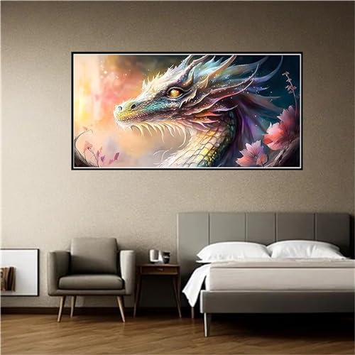 5D Diamond Painting Farbenfroher Drache Diamond Art Painting, 160x80cm Diamant Painting Bilder Crystal Art Bastelset Erwachsene Malen Nach Zahlen Wohnzimmer Deko Schlafzimmer, Kinder Geschenk W-3710 von WEEPEF