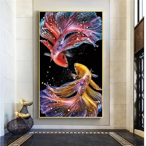 5D Diamond Painting Goldfisch Diamond Art Painting, 30x15cm Diamant Painting Bilder Crystal Art Bastelset Erwachsene Leinwand Malen Nach Zahlen Wohnzimmer Deko Schlafzimmer, Kinder Geschenk W-5658 von WEEPEF