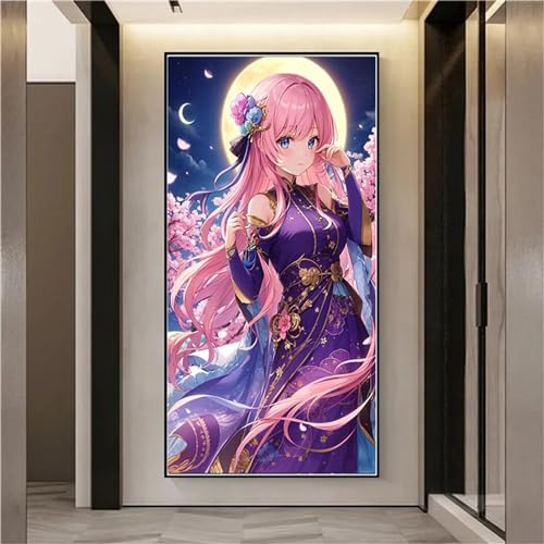 Anime Mädchen Diamond Painting, 5D Diamant Painting Bilder Voll Set mit Diamond Painting Zubehor, GroB Diamant Malerei Gem Crystal Art Basteln Deko Erwachsene Mädchen Geschenke 50x25cm W-1860 von WEEPEF