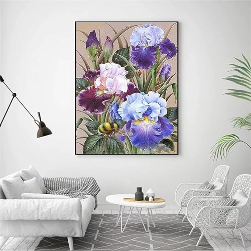 Diamant Painting Bilder 10X20cm Groß 5D Diamond Painting Set Mosaik Bastelset Kinder DIY Voll Diamant Art Malen Nach Zahlen Erwachsene Basteln für Room Wohnwand Home Decor Violette Blume W-10914 von WEEPEF