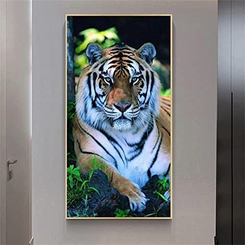 Diamant Painting Tier Tiger Bilder 30x60cm Groß 5D Diamond Painting Set Diamond Painting Kinder Mädchen DIY Voll Diamant Crystal Art Malen Nach Zahlen Erwachsene für Aesthetic Room Dekoration JF-939 von WEEPEF