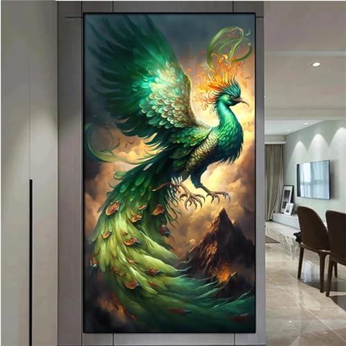 Diamond Painting Erwachsene GroB XXL 200x100cm, DIY 5D Diamant Painting Bilder Grüner Phönix Diamond Art Painting Full Diamond Painting Kinder Set Diamant Malerei Stickerei Home Wand Dekor W-5800 von WEEPEF