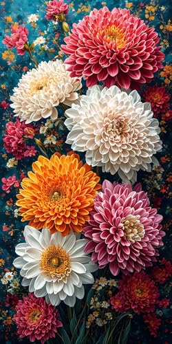 Malen Nach Zahlen Erwachsene Abstrakte Chrysantheme Malen Nach Zahlen Kinder, Handgemalt Ölgemälde Kit für Anfänger und Erwachsene mit 6-Pinseln und Acrylfarbe, Paint by Numbers Set 60x120cm Y-1492 von WEEPEF