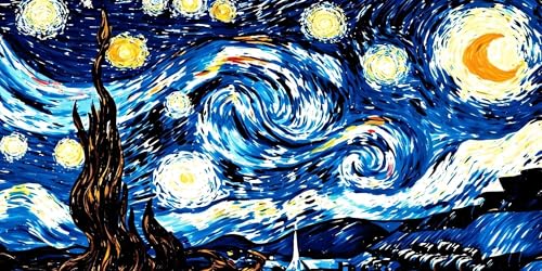 Malen Nach Zahlen Erwachsene Van Gogh Sternennacht Malen Nach Zahlen Kinder, DIY Handgemalt Ölgemälde Kit für Anfänger und Erwachsene mit 6-Pinseln und Acrylfarbe, Paint by Numbers Set 40x80cm Y-5813 von WEEPEF