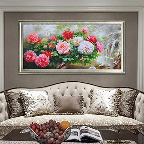 Pfingstrose Blume DIY Diamond Painting Kinder 5D Full Round Drill Diamant Painting Bilder,Malen Nach Zahlen Basteln Erwachsene Diamond Painting Zubehör Set für Home Wand Decor Geschenk 30x90cm JF-5928 von WEEPEF