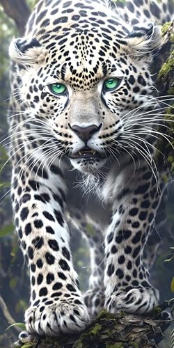 WEEPEF Malen Nach Zahlen Erwachsene Tier Leopard Malen Nach Zahlen Kinder, DIY Handgemalt Ölgemälde Kit für Anfänger und Erwachsene mit 6-Pinseln und Acrylfarbe, Paint by Numbers Set 20x40cm Y-2246 von WEEPEF