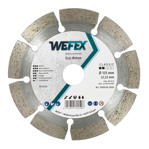 WEFEX Diamant-Trennscheibe Eco-Beton 125 mm x 22,23 mm für Betonprodukte & Steine von WEFEX