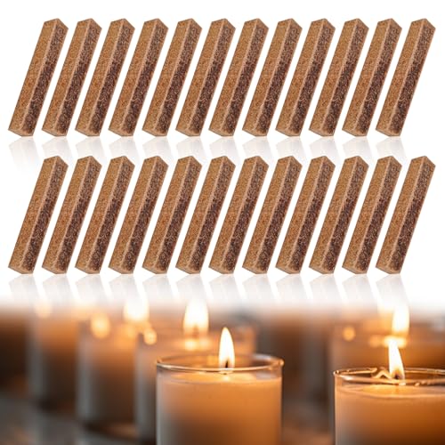 24 Stück Dauerdocht Für Wachsfresser Kerzenfresser, Holzdochte Für Kerzen(1 * 1 * 9cm), Dicke Schmelzfeuers Für Kerzenreste Outdoor, Dauerkerze Outdoor Kann Als Brandstifter Verwendet Werden von WEFINEST