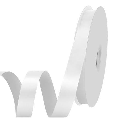 Breit Satinband Weiss 91 Meters, Geschenkband 20mm Bunte Schleifenband Hochzeit, Geschenkband Hochzeit Seidenband für Geschenkverpackung, Kunsthandwerk, Haarschleifen, Blumenstrauß (Weiss) von WEFINEST