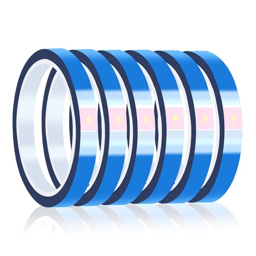 Hitzebeständiges Klebeband Sublimation, Blau Hitzebeständiger Klebeband 10mm/20mm x 33 m Isolierband Blau, PET Klebeband Hitzebeständig zum Löten und Abdecken von Elektronik, Transfers(6 Rollen 10 mm) von WEFINEST