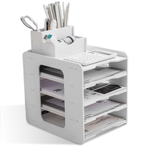 Dokumentenablage A4 mit 5 Ablagefächer: WEGREAT Briefablage Organizer, Schreibtisch-Organizer für Büro Aktenablage Schreibtisch Ablage Dokumentenablage A4,Office Desktop Supplies von WEGREAT