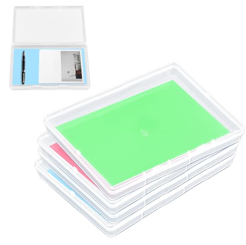 WEGREAT 4 Stück Tragbare Archivbox A4: Transparent Dokumentenbox, Durchsichtige Organizer A4 für Dokumente, Sammelalben, Briefe, Zeitschriften, Stapelbare Multifunktionale Bürobedarf Aufbewahrungsbox von WEGREAT