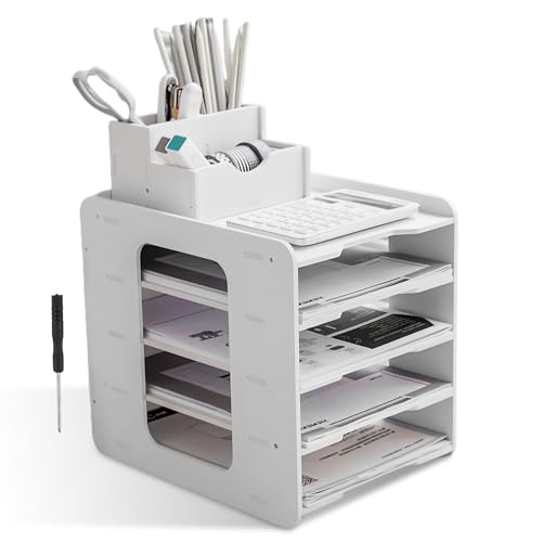 WEGREAT Briefablage Organizer: Dokumentenablage A4 mit 5 Ablagefächer, Schreibtisch-Organizer für Büro Aktenablage Schreibtisch Ablage Dokumentenablage A4,Office Desktop Supplies von WEGREAT