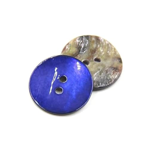 20 Stück Muschelnähknöpfe Farbe Perlmutt Muschel runde Knöpfe 2 Löcher für Kleidung DIY Kleidungszubehör (Farbe: Blau, Größe: 20 mm) von WEHOMY