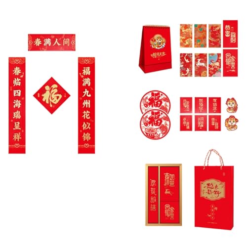 WEIDN Traditionelles chinesisches Neujahrsdekor-Set mit Schlangenmotiven, Geldumschlägen und Glücks-Charakter-Symbol von WEIDN