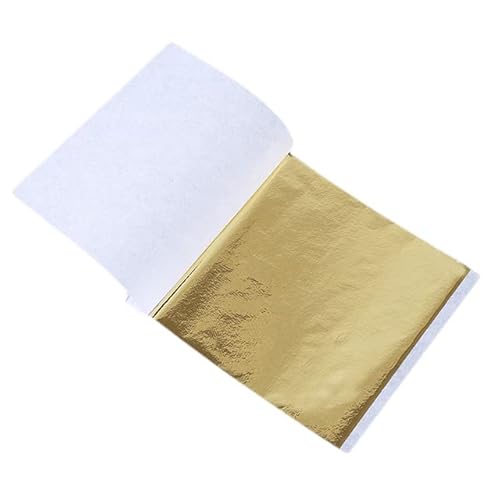 WEIDU 100 Stück 24 Karat Blattgold, essbare Goldfolienblätter für Lebensmittel, Kuchen, Dekoration, Kunst, Handwerk, Papier, Zuhause, echte Goldfolie, Vergoldung von WEIDU