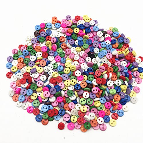 WEIDU 250 Stück 4 mm rund 2 Löcher kleine Puppenkleidungsknöpfe DIY handgemachte Nähen Flatback-Knopf Scrapbooking Pastell Weihnachten hell von WEIDU