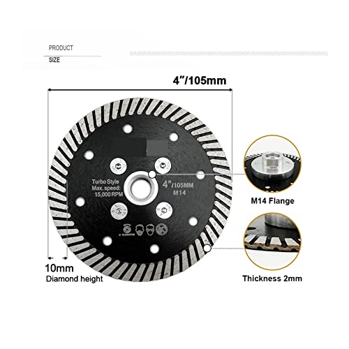 Schleifblätter 1 Stück/2 Stück M14 105/115/125 mm Diamant heißgepresst schmal Turboklinge Trennscheibe Fliesen Granit Marmor Beton Mauerwerk für verschiedene Materialien(105mm,1pc) von WEIJICUI