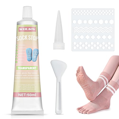 WEILAOK Sock Stop Anti Rutsch, Sock Stop, Sockenstopper Flüssig, Sock Stop Creme, Antirutsch Kleber für Socken, Transparent, 50ml von WEILAOK