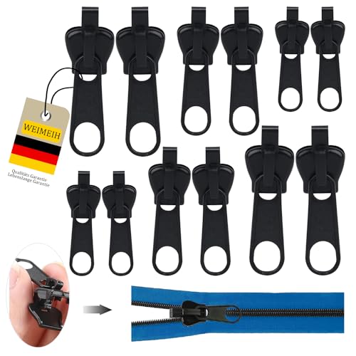 Reisverschluss-reparaturset, WEIMEIH 12 Stück Fix-reißverschluss Zipper, Reisverschluss-zipper Ersatz, Universal Reißverschluss Reparatur Set für Kleidung, Rucksack, Gepäck, Schlafsack von WEIMEIH