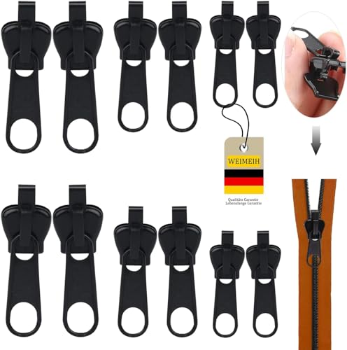 Reisverschluss-reparaturset, WEIMEIH 12 Stück Fix-reißverschluss Zipper, Reisverschluss-zipper Ersatz, Universal Reißverschluss Reparatur Set für Kleidung, Rucksack, Gepäck, Schlafsack (12) von WEIMEIH