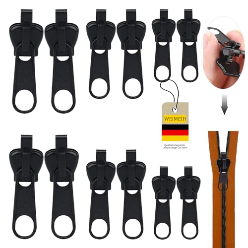 Reisverschluss-reparaturset, WEIMEIH 12 Stück Fix-reißverschluss Zipper, Reisverschluss-zipper Ersatz, Universal Reißverschluss Reparatur Set für Kleidung, Rucksack, Gepäck, Schlafsack von WEIMEIH