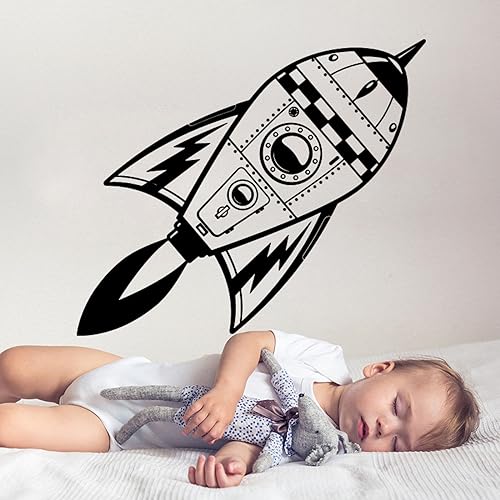 WEIMEIJIE Karikatur Mini-Rakete Wandaufkleber Kinderzimmer Junge Zimmer Raumschiff Traum Weltraumrakete Wandaufkleber Schlafzimmer Dekoration Breite 105x Höhe 48 cm von WEIMEIJIE