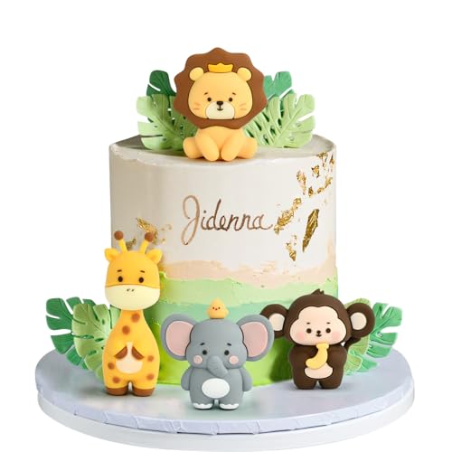 Kuchendeko Tiere Cake Topper, Zoo Tortendeko Waldtiere Kuchendeko, Kuchen Deko Dschungel, Safari Tortendeko, Kuchendekoration, Waldtiere Kuchen Deko, Kuchen Topper für Geburtstag Baby Shower von WEINIBAO