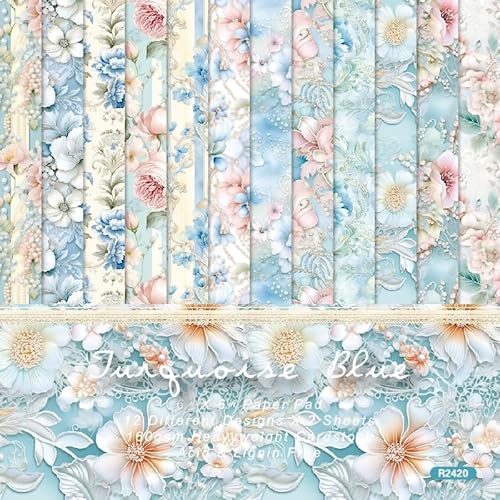 Scrapbooking Papier Blumen, 24 Blatt Scrapbook Papier 15x15 cm, Decoupage Papier Blumen Bastelpapier Blumenmuster Designpapier, Scrapbook Zubehör für DIY Tagebuch, Karten, Alben, Basteln, Notizbuch von WEINIBAO